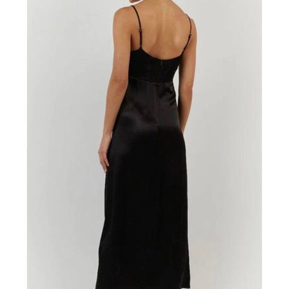 DISSH Gigi Satin Midi Black Cocktail Dress Slinky Slip Strappy Size 2 Long - Picture 3 of 12
